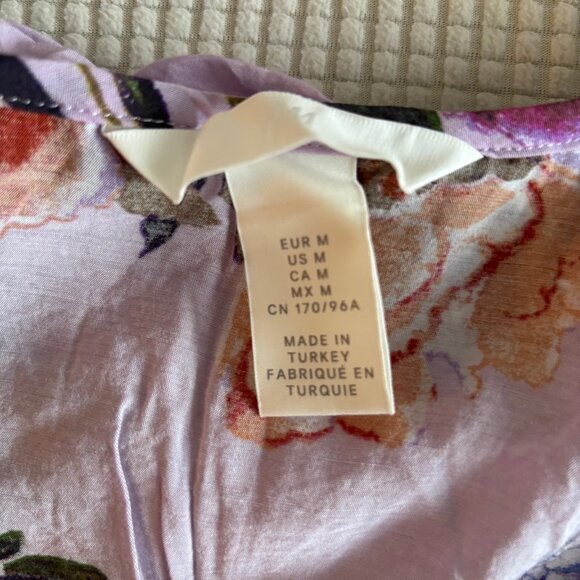 H&M GORGEOUS FLORALMULTICOLOR DESIGN RUFFLED BLOUSE, SZ. M - Picture 6 of 7